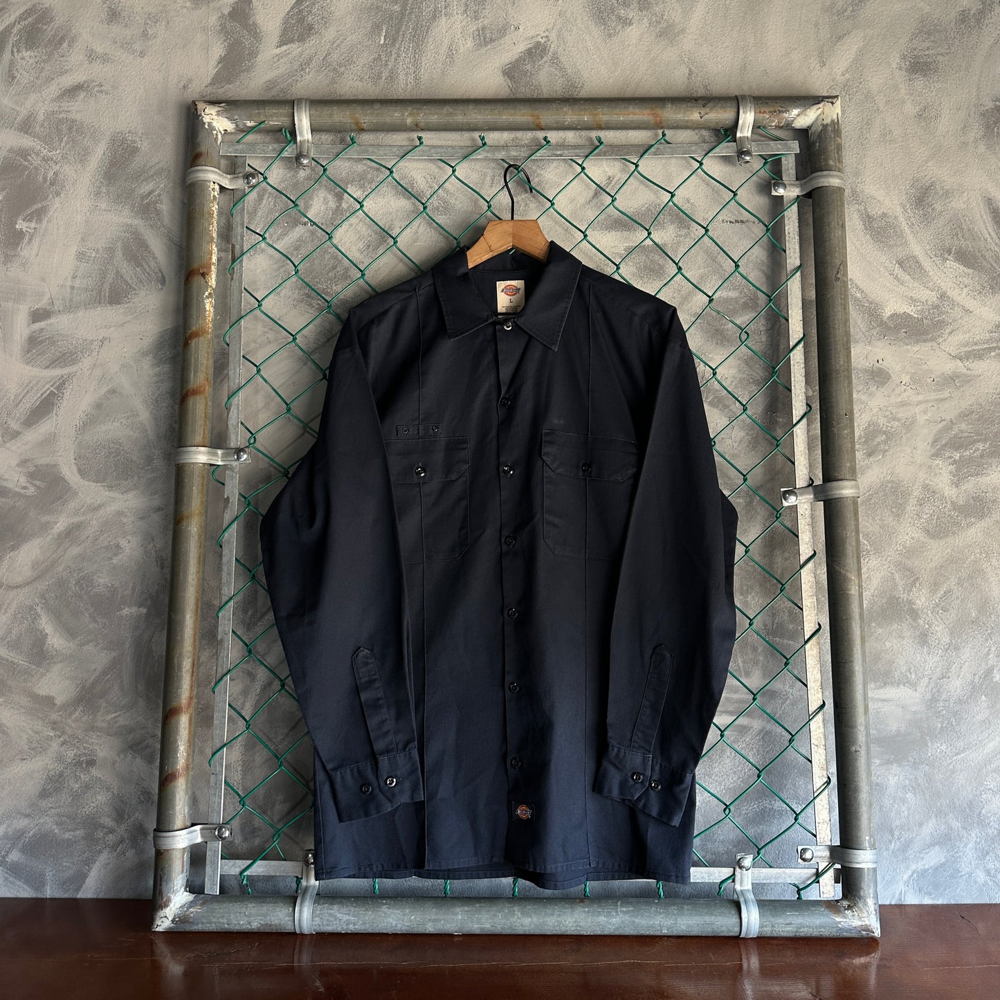 Camisa De Botones Dickies De Hombre Talla L Color Azul Marino Manga Larga Mecanico Workwear Lisa