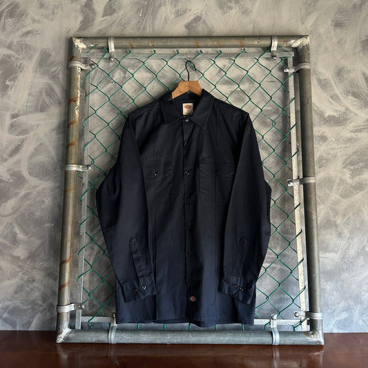 Camisa De Botones Dickies De Hombre Talla L Color Azul Marino Manga Larga Mecanico Workwear Lisa