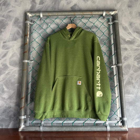 Hoodie Carhartt De Hombre Talla L Color Verde Loose Fit Con Print En Las Mangas