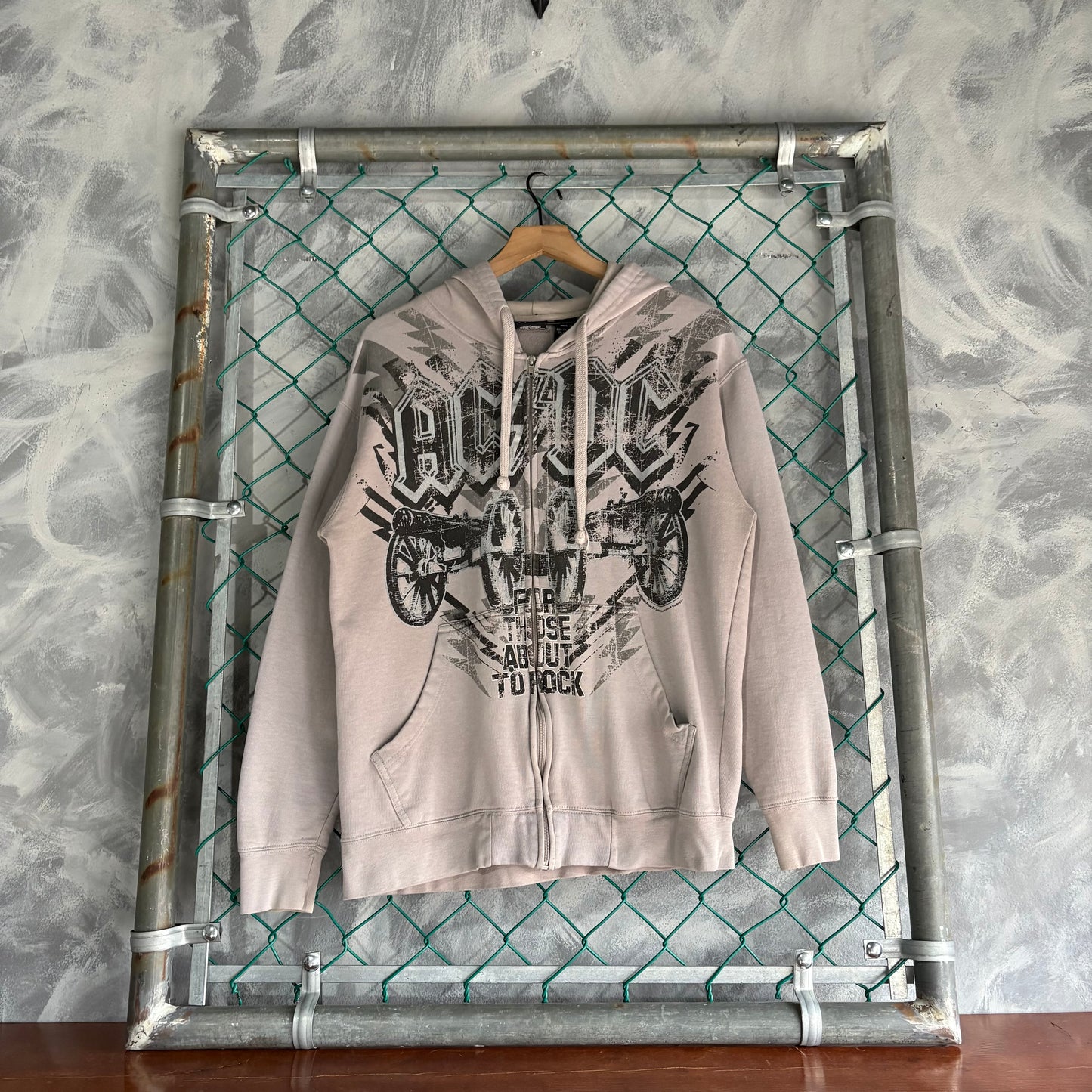 Sudadera Con Ziper ACDC Rockware Para Hombre Talla M Color Gris