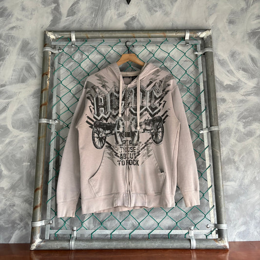 Sudadera Con Ziper ACDC Rockware Para Hombre Talla M Color Gris