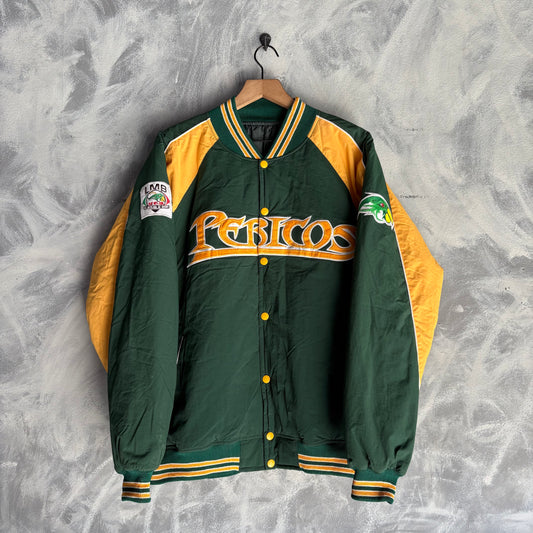 Chamarra de la LMB Para Hombre Talla L Color Verde Con Amarillo Pericos Béisbol LMB 2009