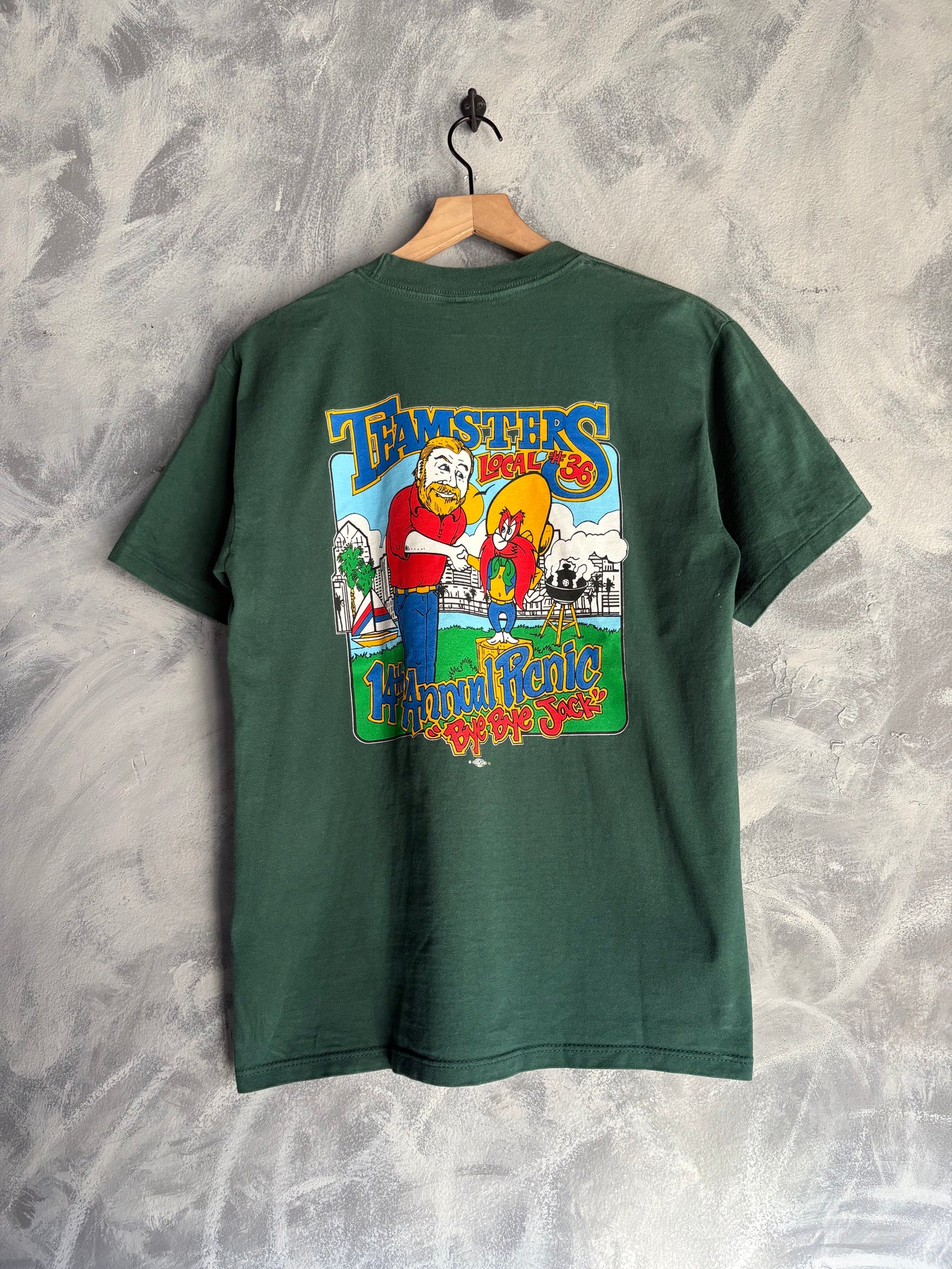 Playera Nemesis Para Hombre Talla M Color Verde Superweight Teamsters Bye Bye Jack