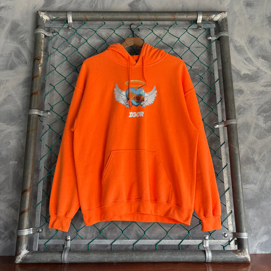 Hoodie Igor Para Hombre Talla L Color Naranja Corazón con Alas