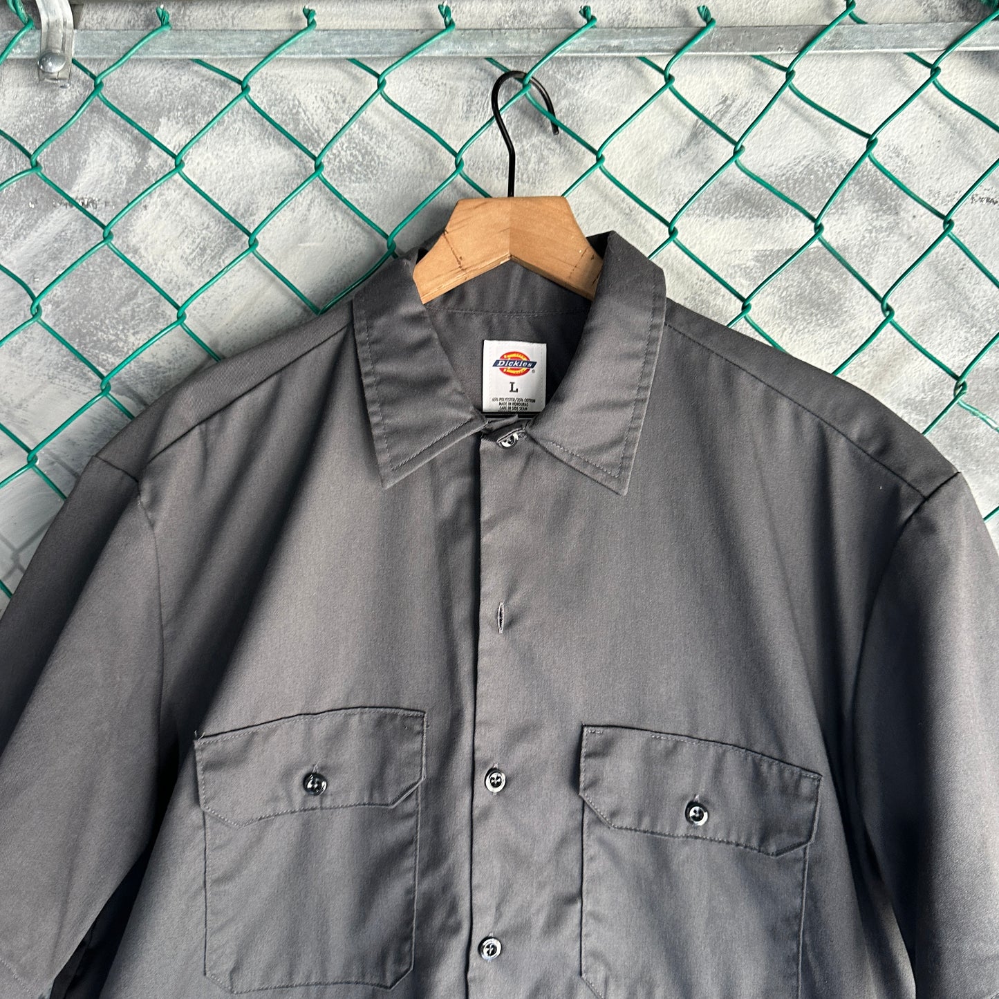 Camisa De Botones Dickies De Hombre Talla L Color Gris Manga Corta Mecanico Workwear Lisa