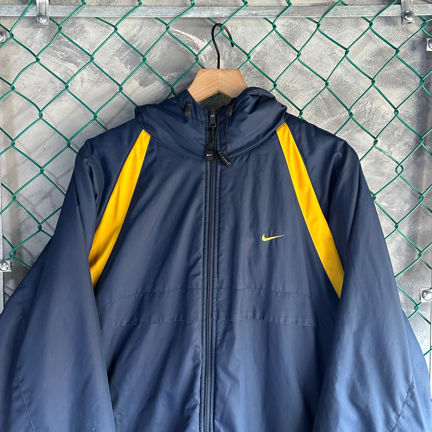 Chamarra Doble vista Vintage Nike De Hombre Talla L Color Azul Amarillo Polar 2000s
