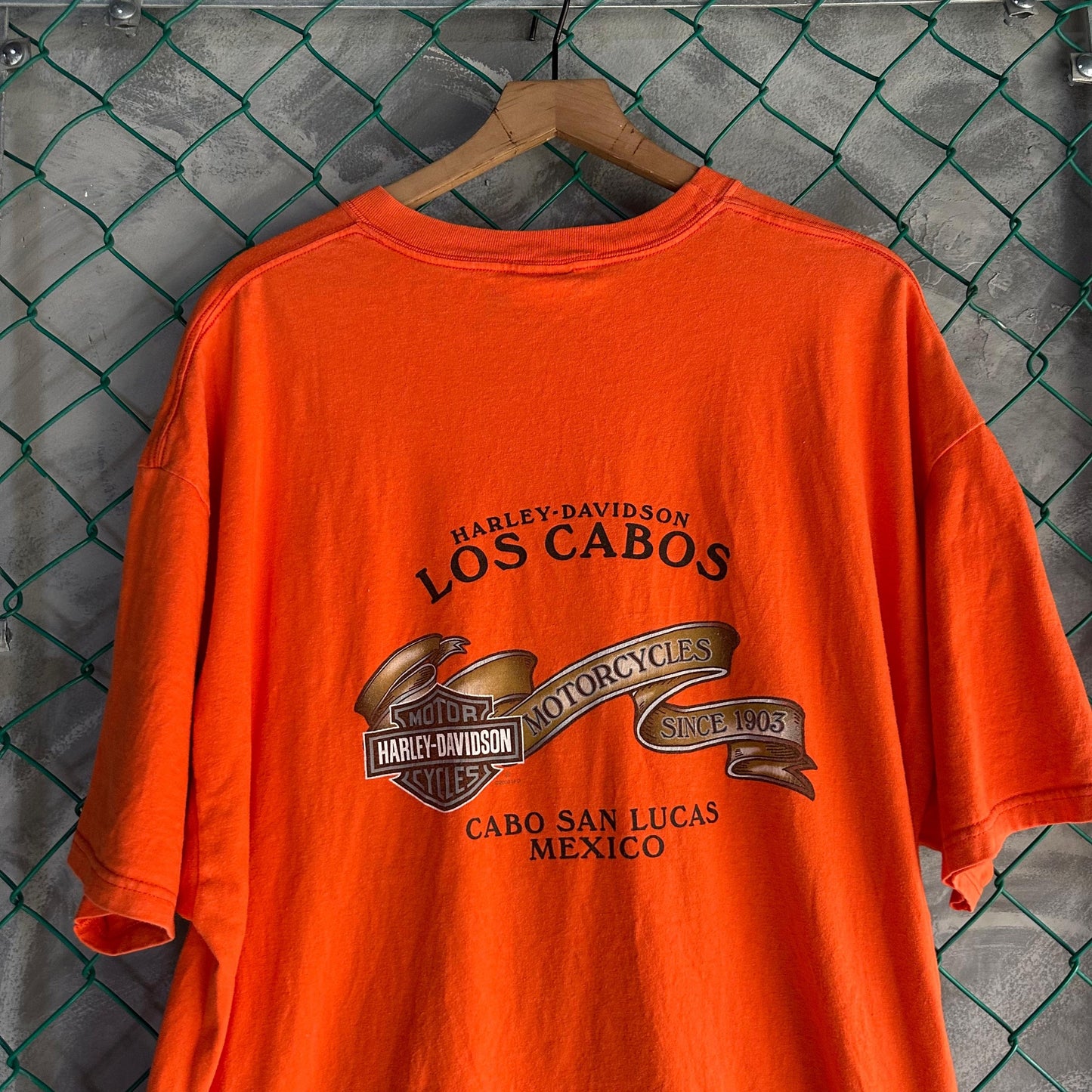 Camisa Harley Davidson De Hombre Talla 2XL Color Naranja De Los Cabos estilo Motociclista Oversize