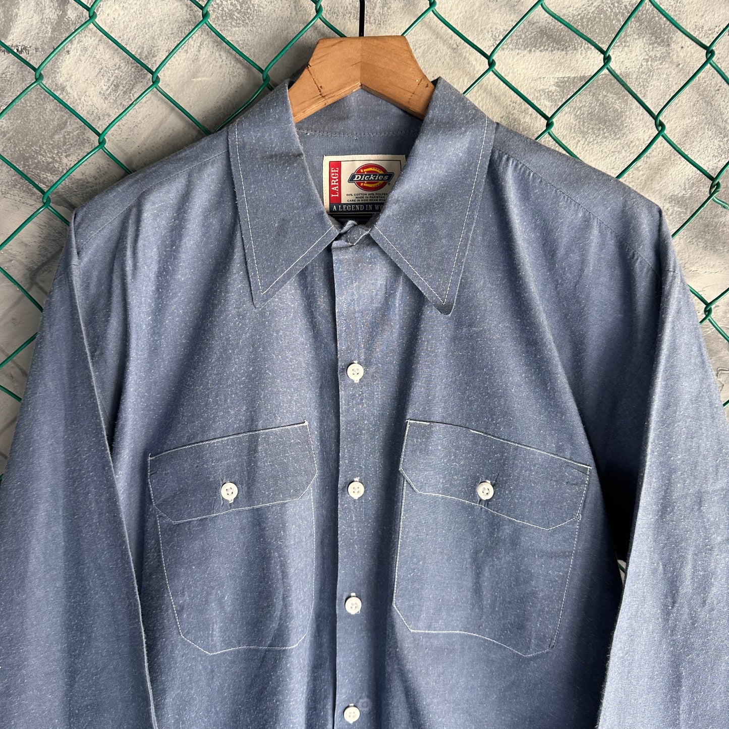 Camisa De Botones Dickies De Hombre Talla L Color Azul Mezclilla Manga Larga Mecanico Workwear Lisa