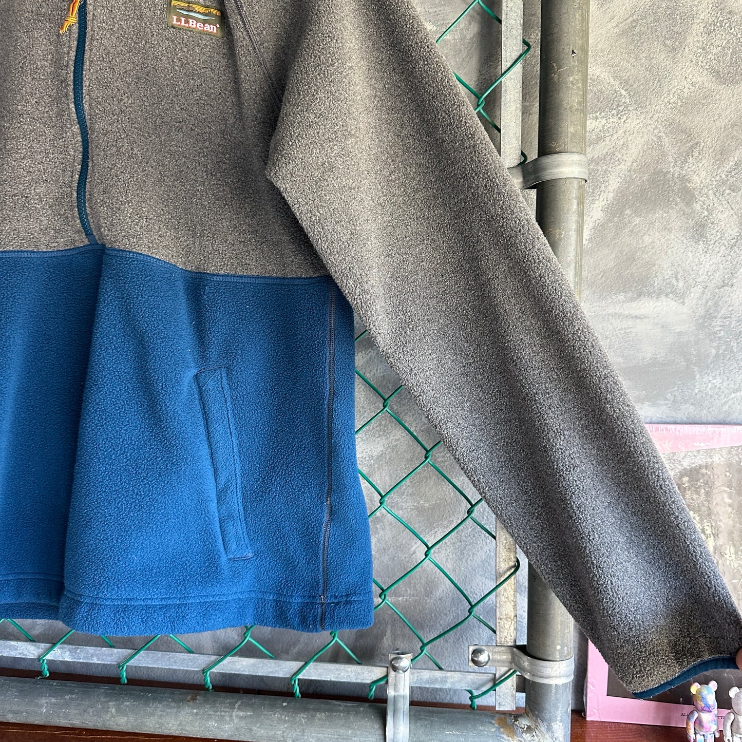 Sueter LL bean De Hombre Talla M Alto Color Gris Azul 1/4 Zip Alpinismo Senderismo