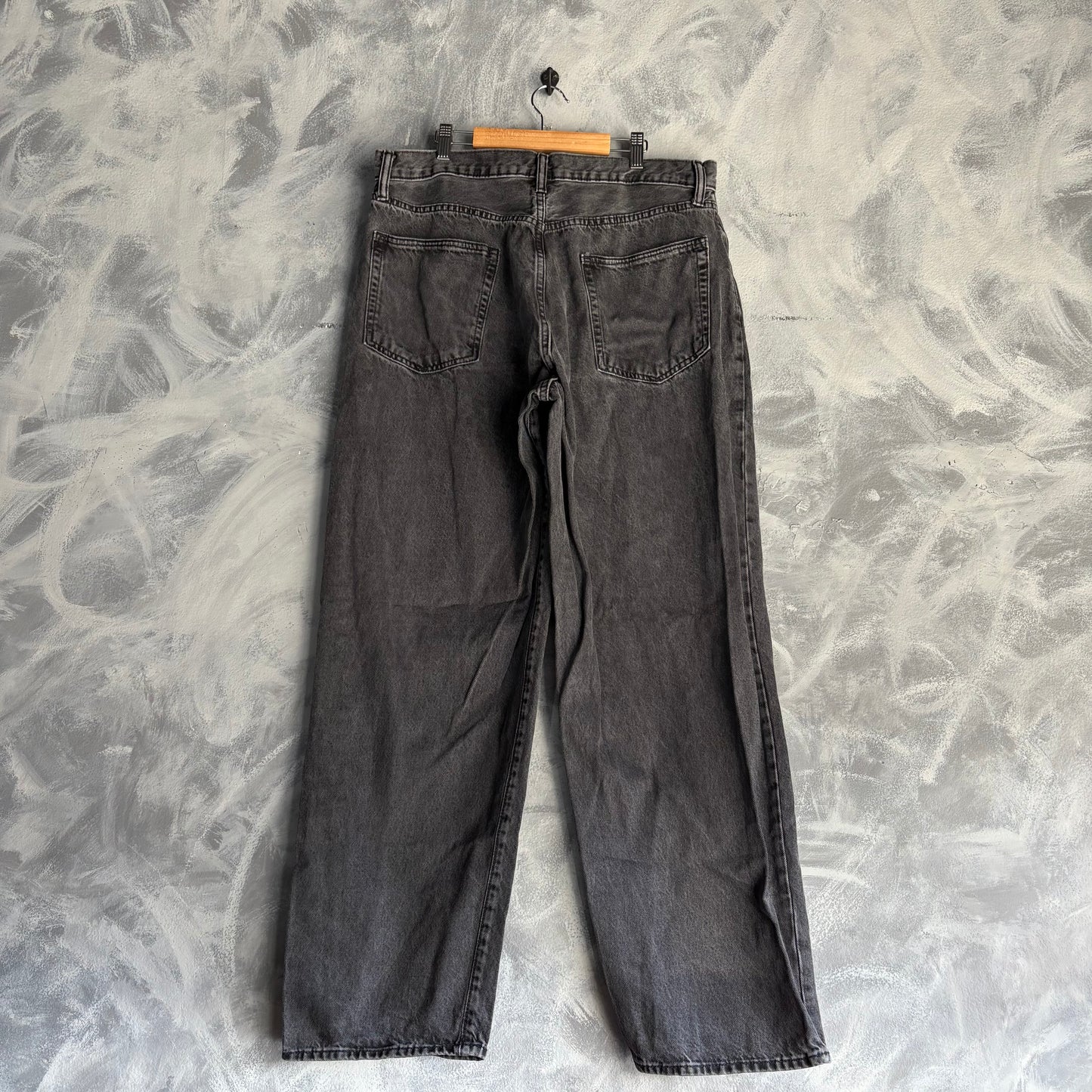 Pantalón GAP Para Hombre Talla 34x32 Color Negro Deslavado de Mezclilla Corte Baggy