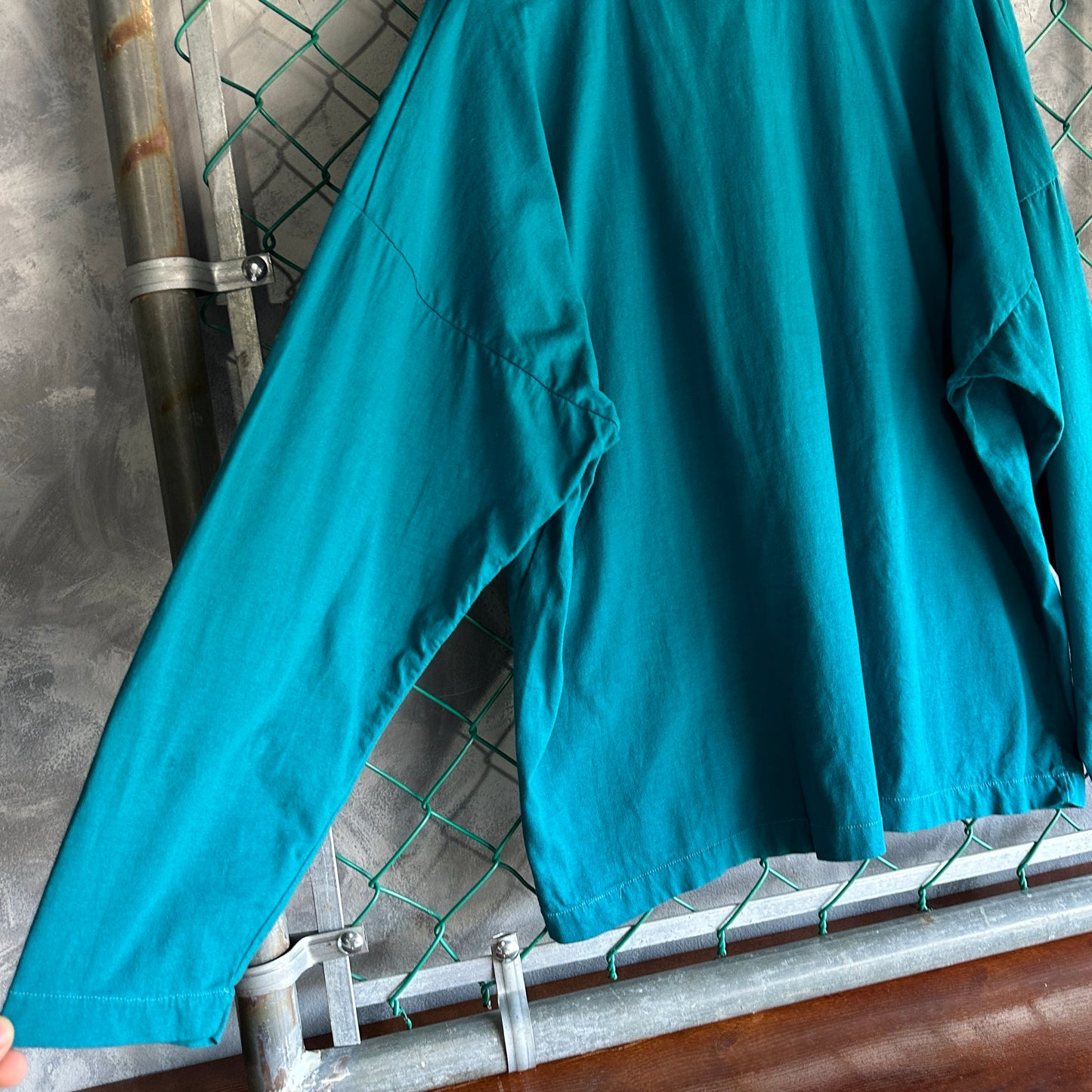 Camisa Vintage Reebok De Hombre Talla Xl Color Verde Azulado Cuello Alto Manga Larga Tela Pesada