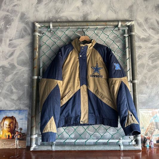 Chamarra Vintage De Dallas Cowboys Pro Player De Hombre Talla L Color Azul y Cafe Big Logo 90s