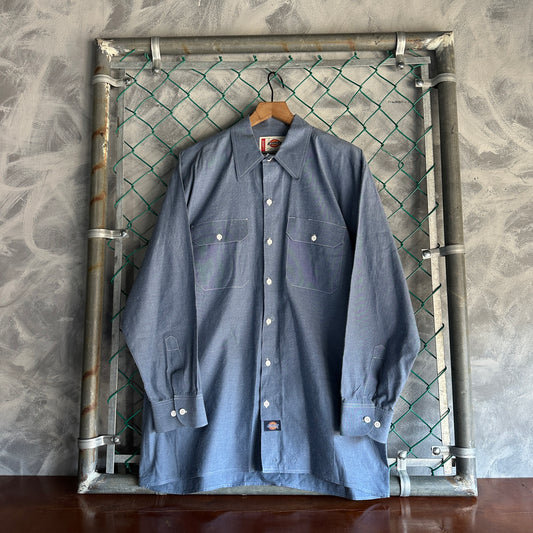 Camisa De Botones Dickies De Hombre Talla L Color Azul Mezclilla Manga Larga Mecanico Workwear Lisa