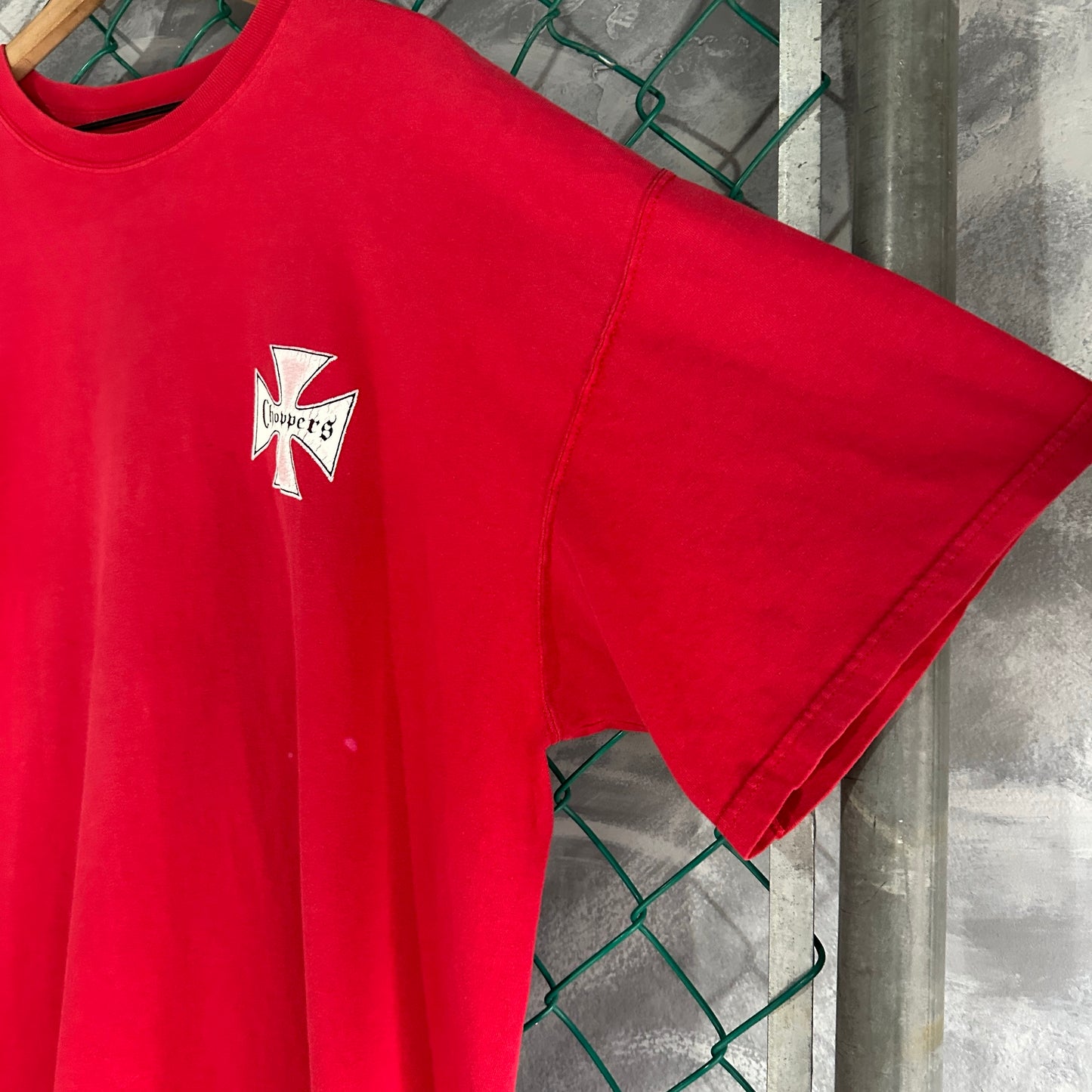 Camisa Vintage West Coast Choppers De Hombre Talla 2XL Color Rojo Corte Boxy Cruz Biker
