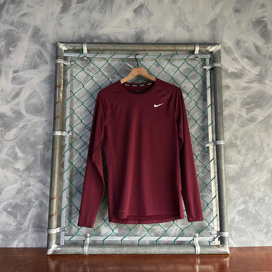 Camisa Deportiva Nike De Hombre Talla L Color Rojo Vino Manga Larga Dri Fit Pro