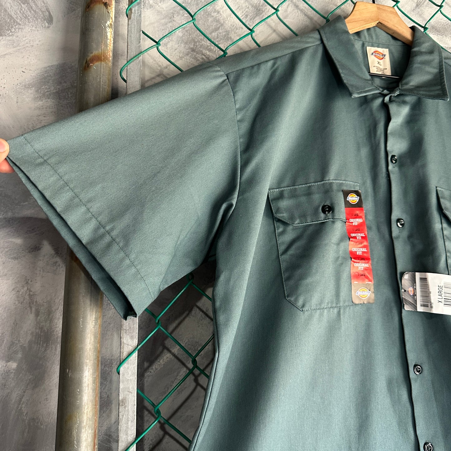 Camisa De Botones Dickies De Hombre Talla XL Color Verde Nueva Manga Corta Mecanico Workwear Lisa