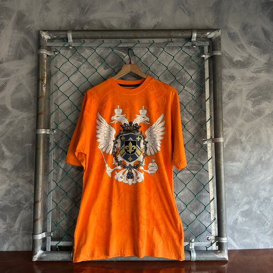 Camisa Y2K Avirex De hombre Talla L Color Naranja Con Bordados Logo de Escudo