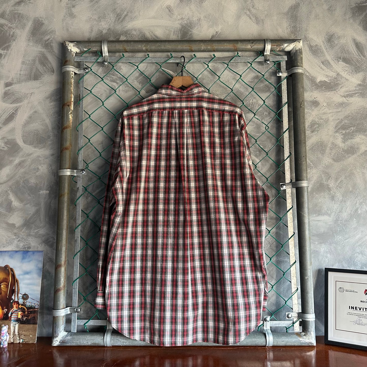 Camisa De Botones Polo Ralph Lauren De Hombre Talla XL Color Rojo Blanco De Cuadros De Vestir