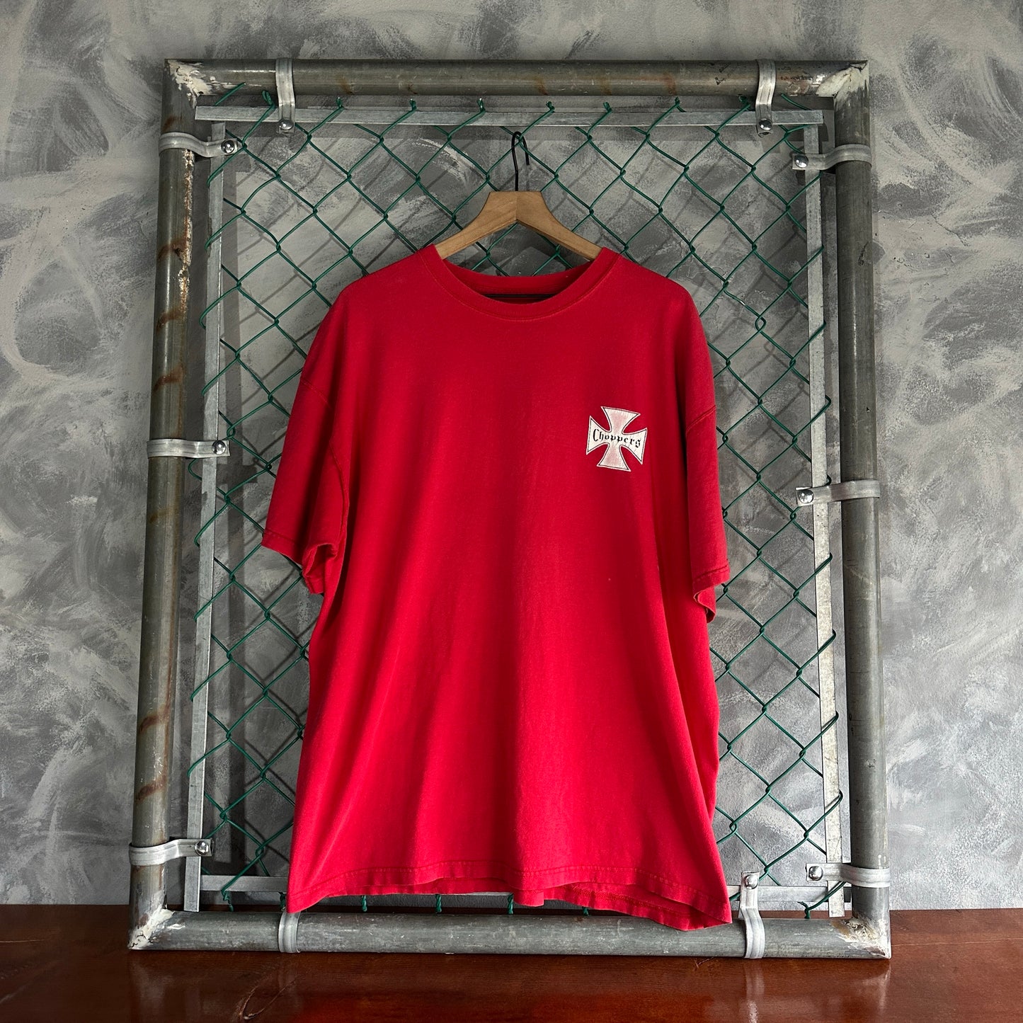 Camisa Vintage West Coast Choppers De Hombre Talla 2XL Color Rojo Corte Boxy Cruz Biker
