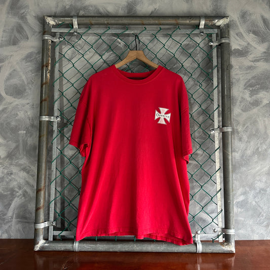 Camisa Vintage West Coast Choppers De Hombre Talla 2XL Color Rojo Corte Boxy Cruz Biker