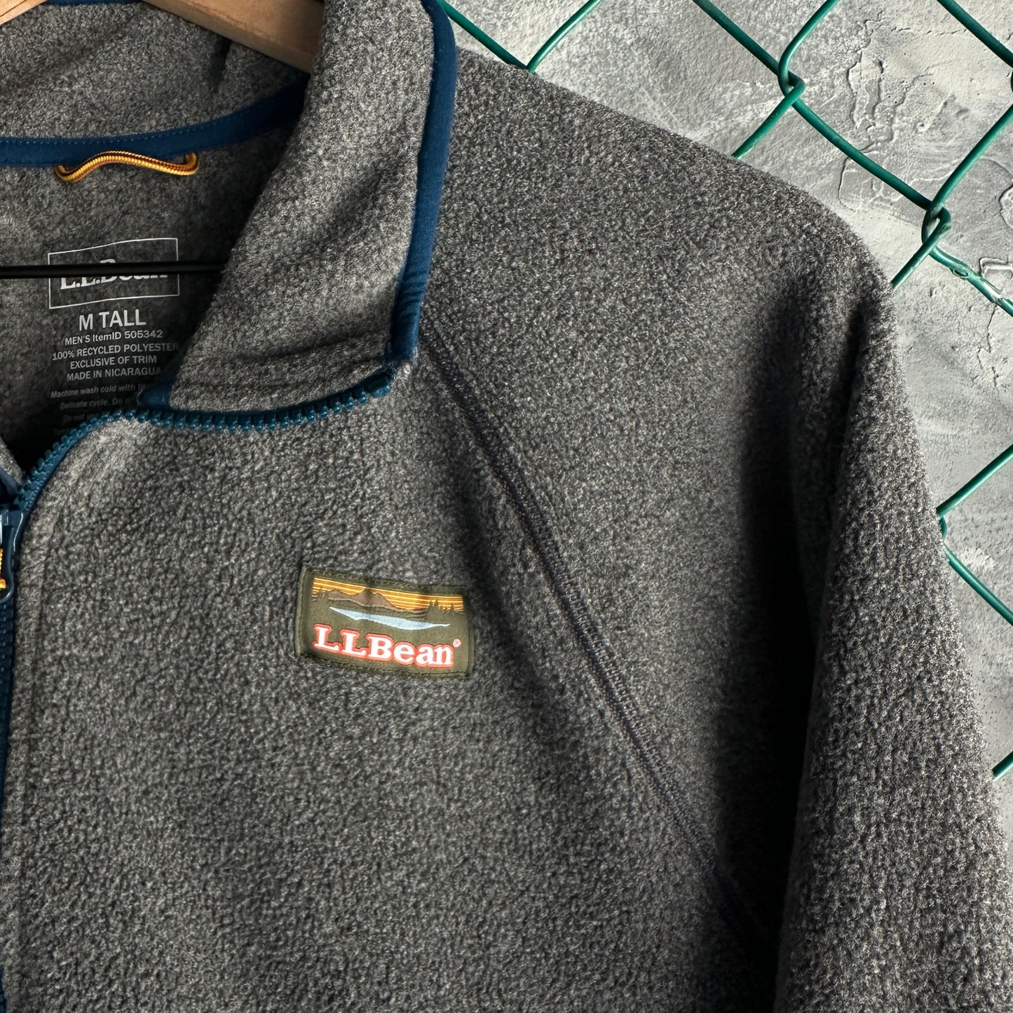 Sueter LL bean De Hombre Talla M Alto Color Gris Azul 1/4 Zip Alpinismo Senderismo