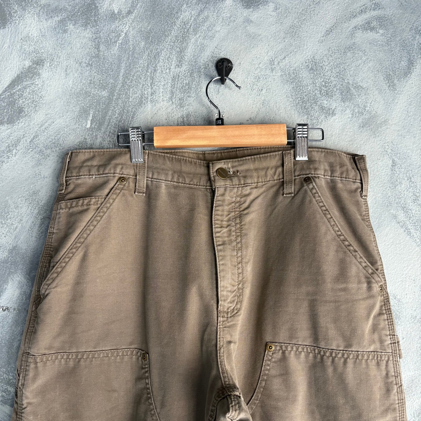 Pantalon Vintage Carhartt Hombre 32x32 Café Doble Rodilla