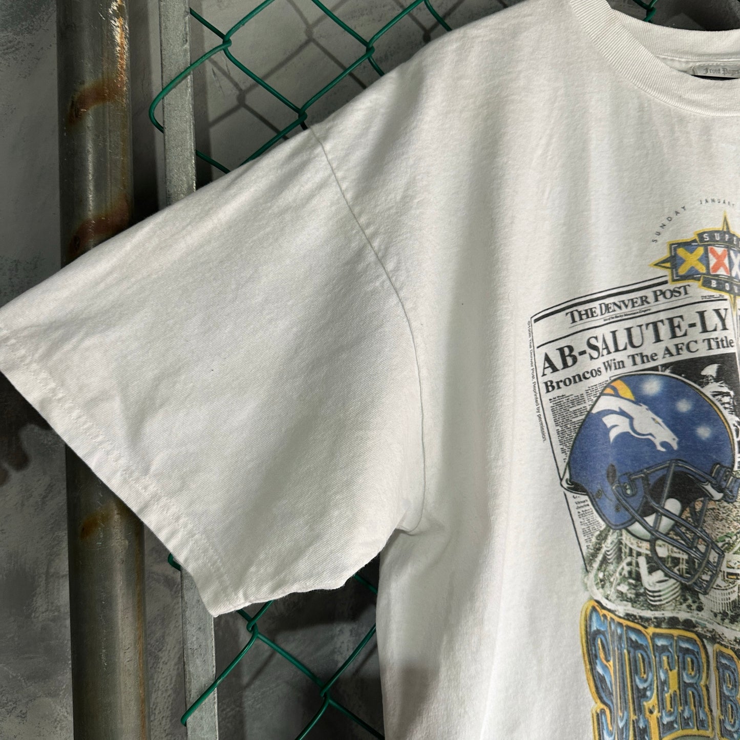 Camisa Vintage Del Super Bowl Green Bay Packers Denver Broncos De Hombre Talla XL Color Blanco