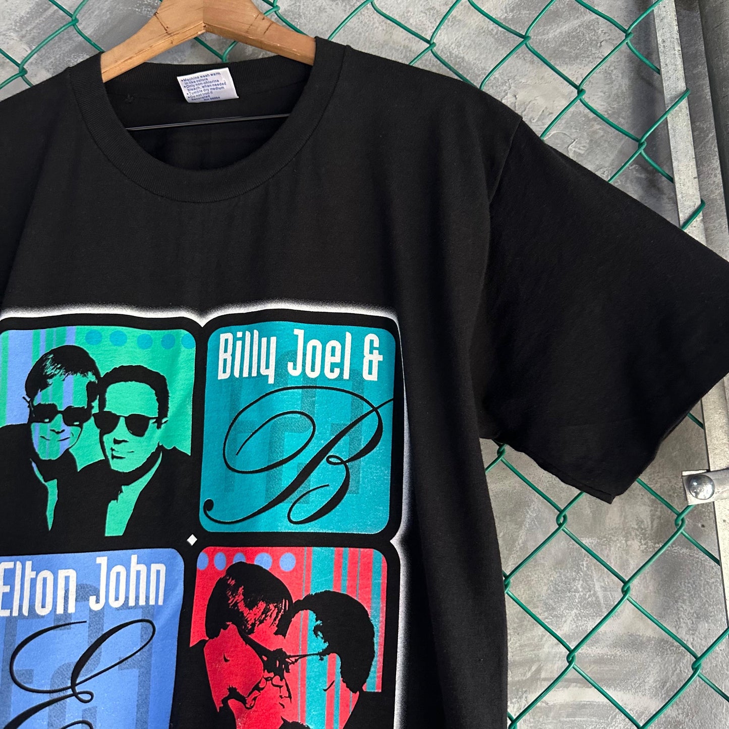 Camisa Vintage de Billy Joel Y Elton John De Hombre Talla M Color Negro Tel Gruesa De Tour Merch
