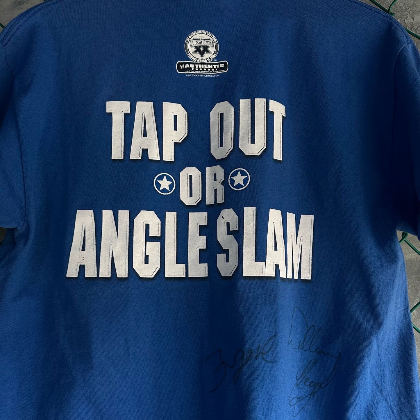 Camisa Vintage Autografiada De WWE De Hombre Talla L Color Azul Manga Corta