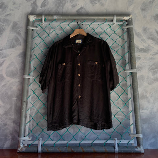 Camisa De Botones Manga Corte Tommy Bahama Para Hombre Talla M Color Negro Cigar Club