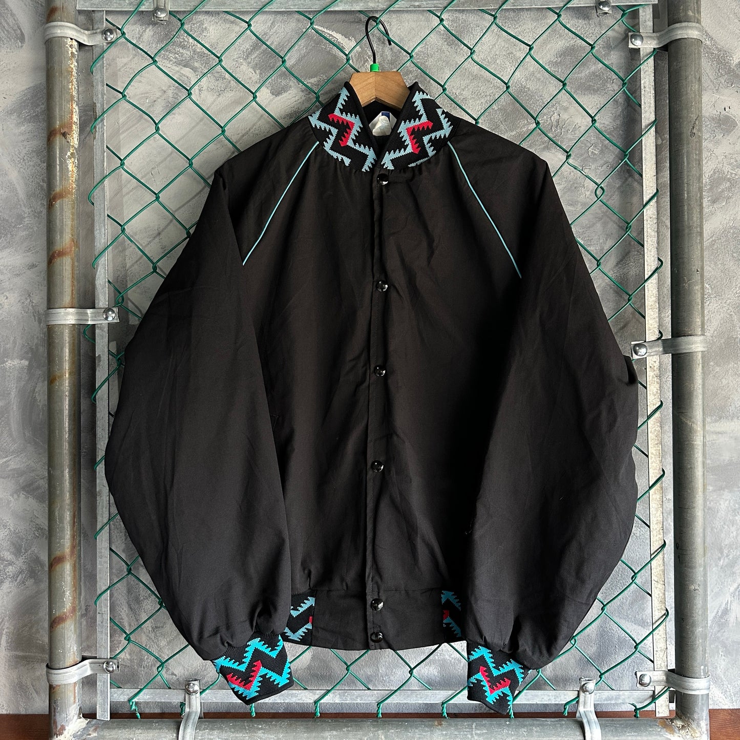 Chamarra Vintage West Ark De Hombre Talla L Color Negra Patron Azteca Estilo Vaquera Baile