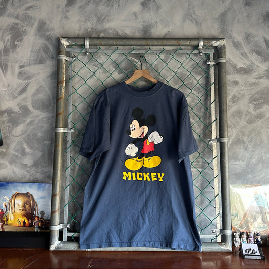 Camisa Vintage De Mickey Mouse De Hombre Talla 2XL Color Azul De DisneyLand Big Print Manga Corta