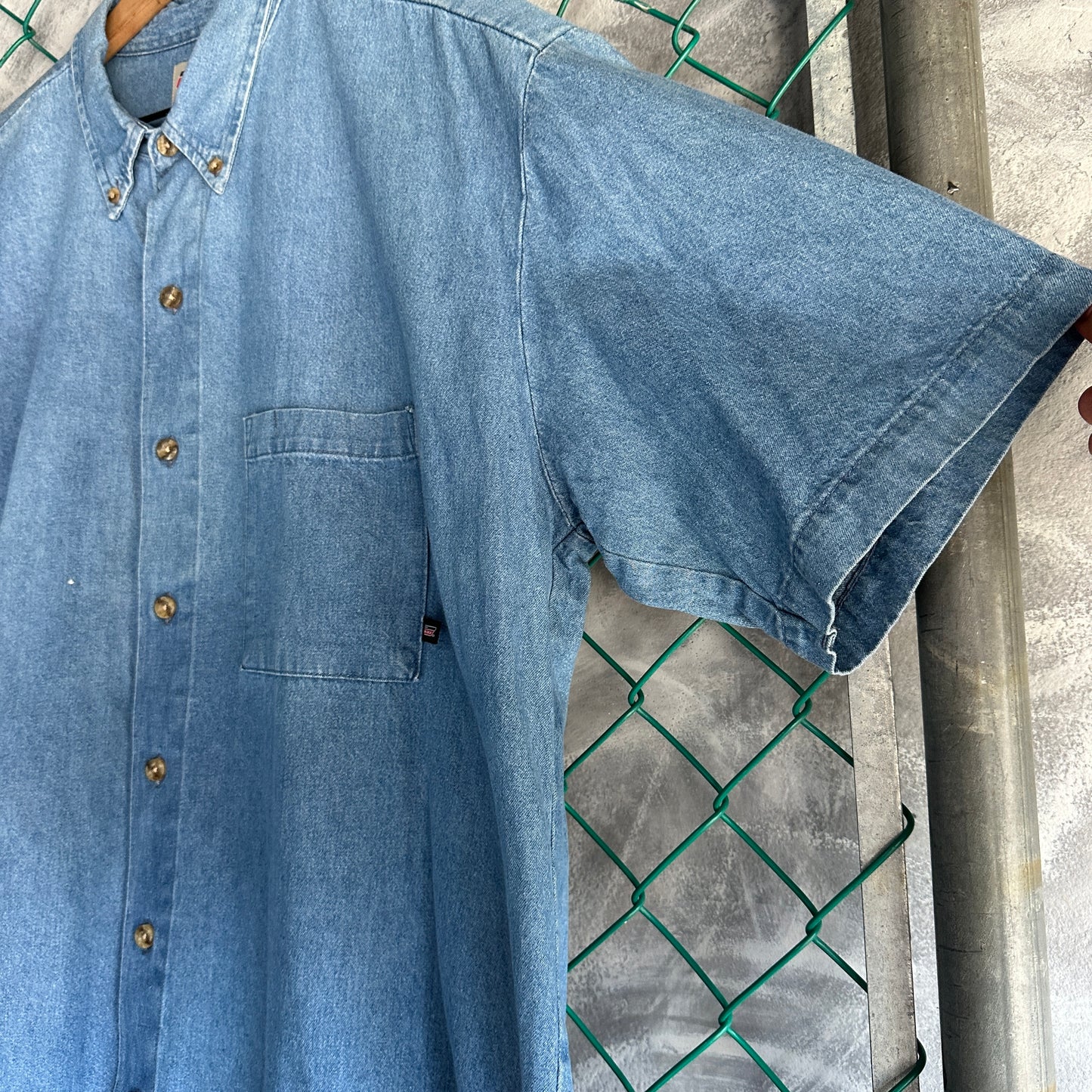 Camisa De Botones Dickies De Hombre Talla XL Color Azul Mezclilla Manga Corta Mecanico Workwear Lisa