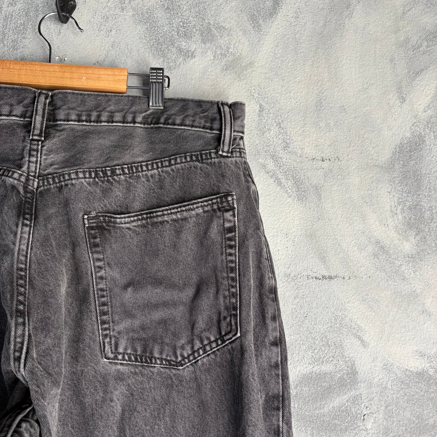 Pantalón GAP Para Hombre Talla 34x32 Color Negro Deslavado de Mezclilla Corte Baggy