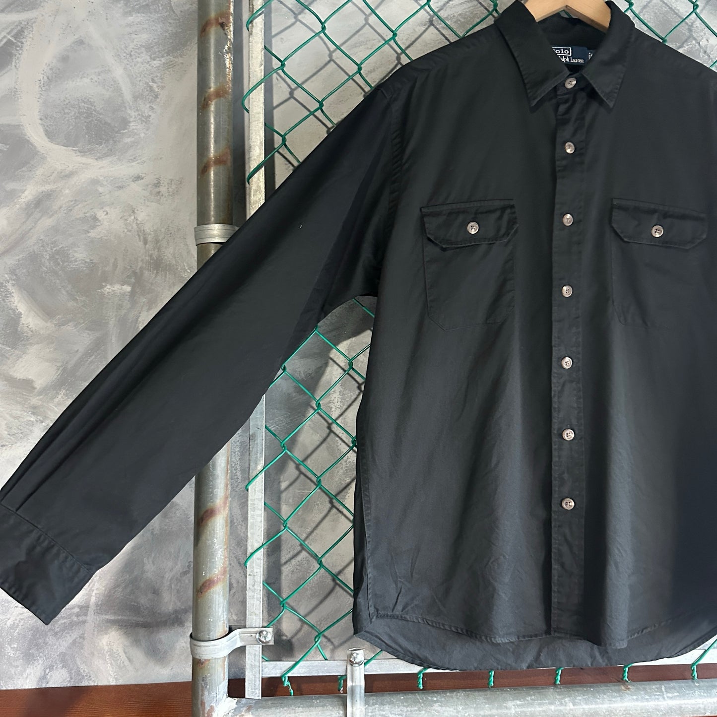 Camisa de Botones Polo Ralph Lauren De Hombre Talla L Color Negro Con Doble Bolsillo Prepy