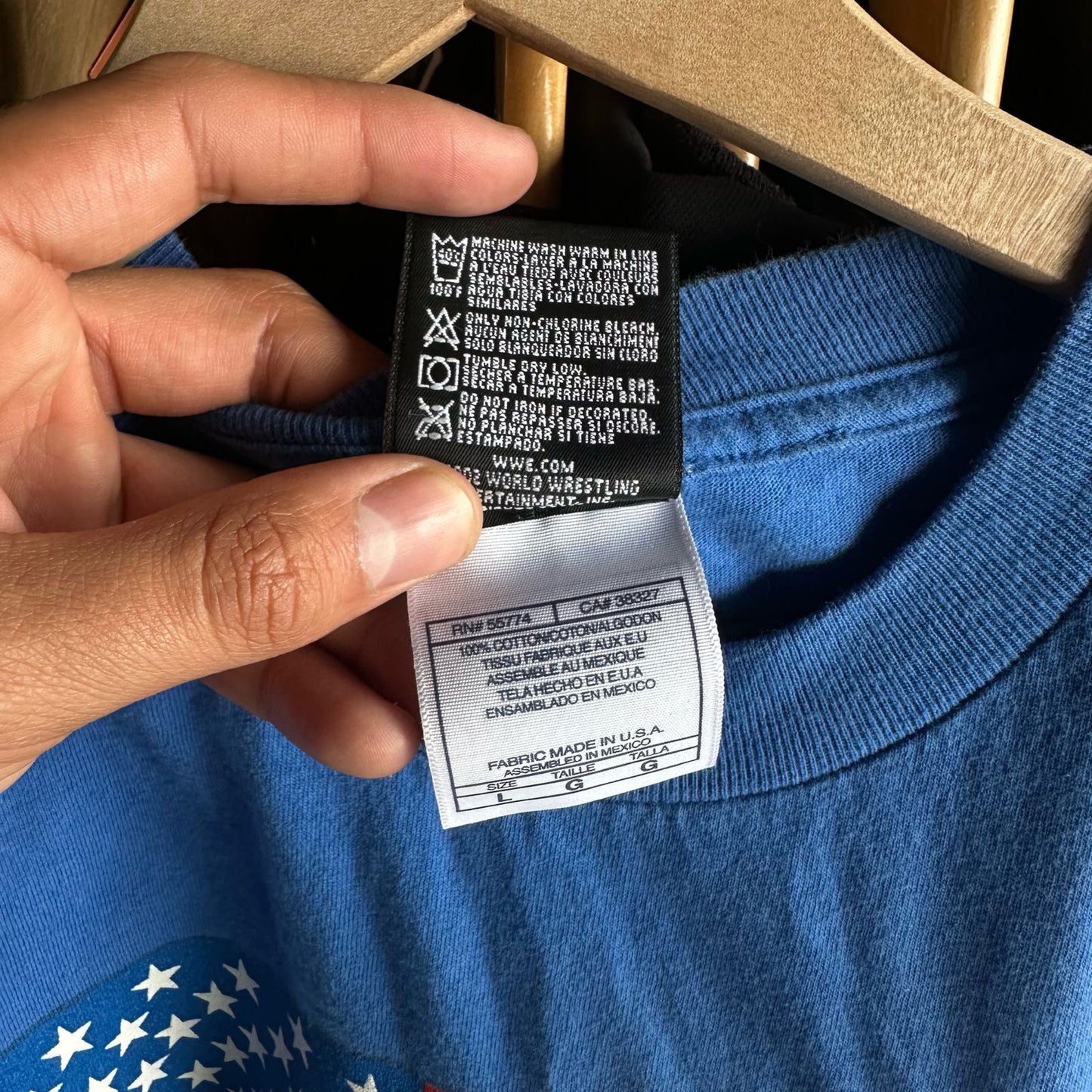Camisa Vintage Autografiada De WWE De Hombre Talla L Color Azul Manga Corta
