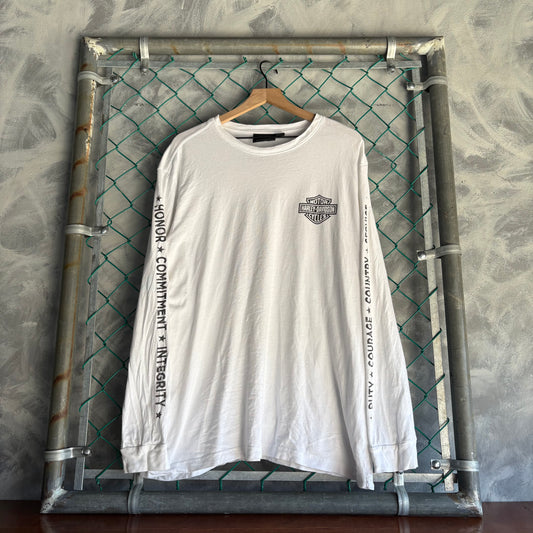 Playera de Manga Larga Vintage Harley Davidson Para Hombre Talla XL Color Blanco