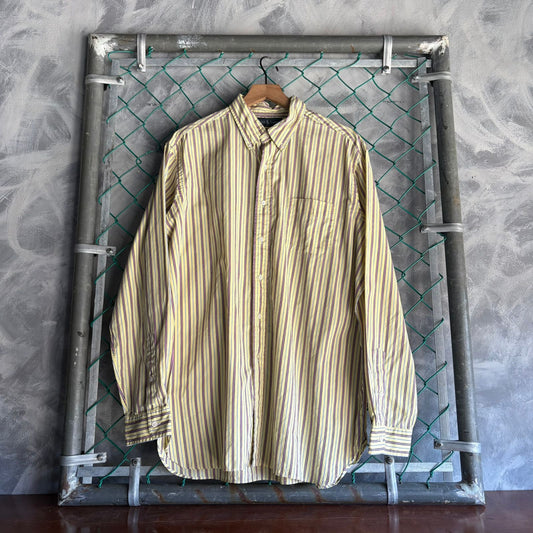 Camisa De Botones Polo Ralph Lauren De Hombre Talla XL Color Amarilla De Rayas Verticales De Vestir
