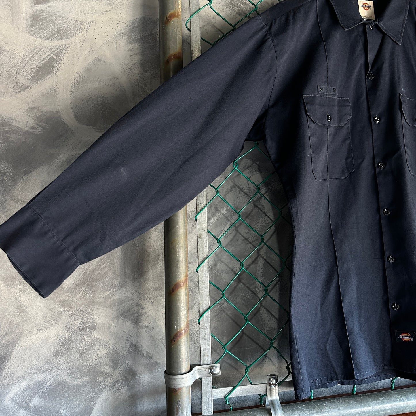 Camisa De Botones Dickies De Hombre Talla L Color Azul Marino Manga Larga Mecanico Workwear Lisa