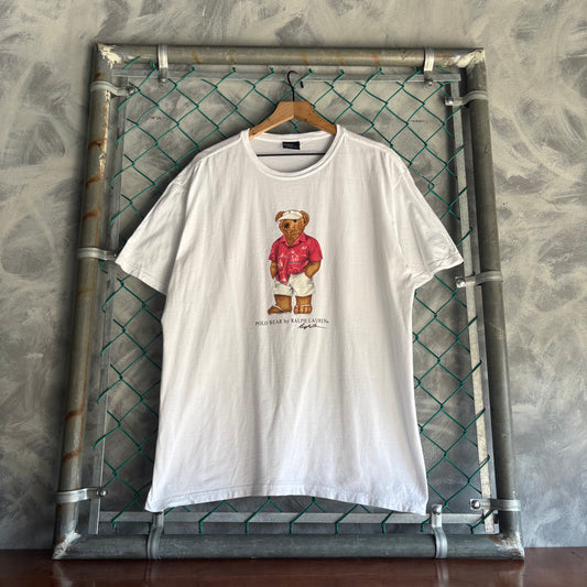 Playera Vintage Polo Ralph Lauren Para Hombre Talla L Color Blanco Polo Bear