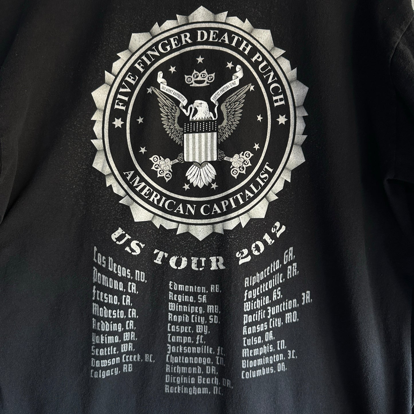 Camisa De FIve Finger Death Punch De Hombre Talla XL Color Negro Manga Larga Print En Mangas Calaca