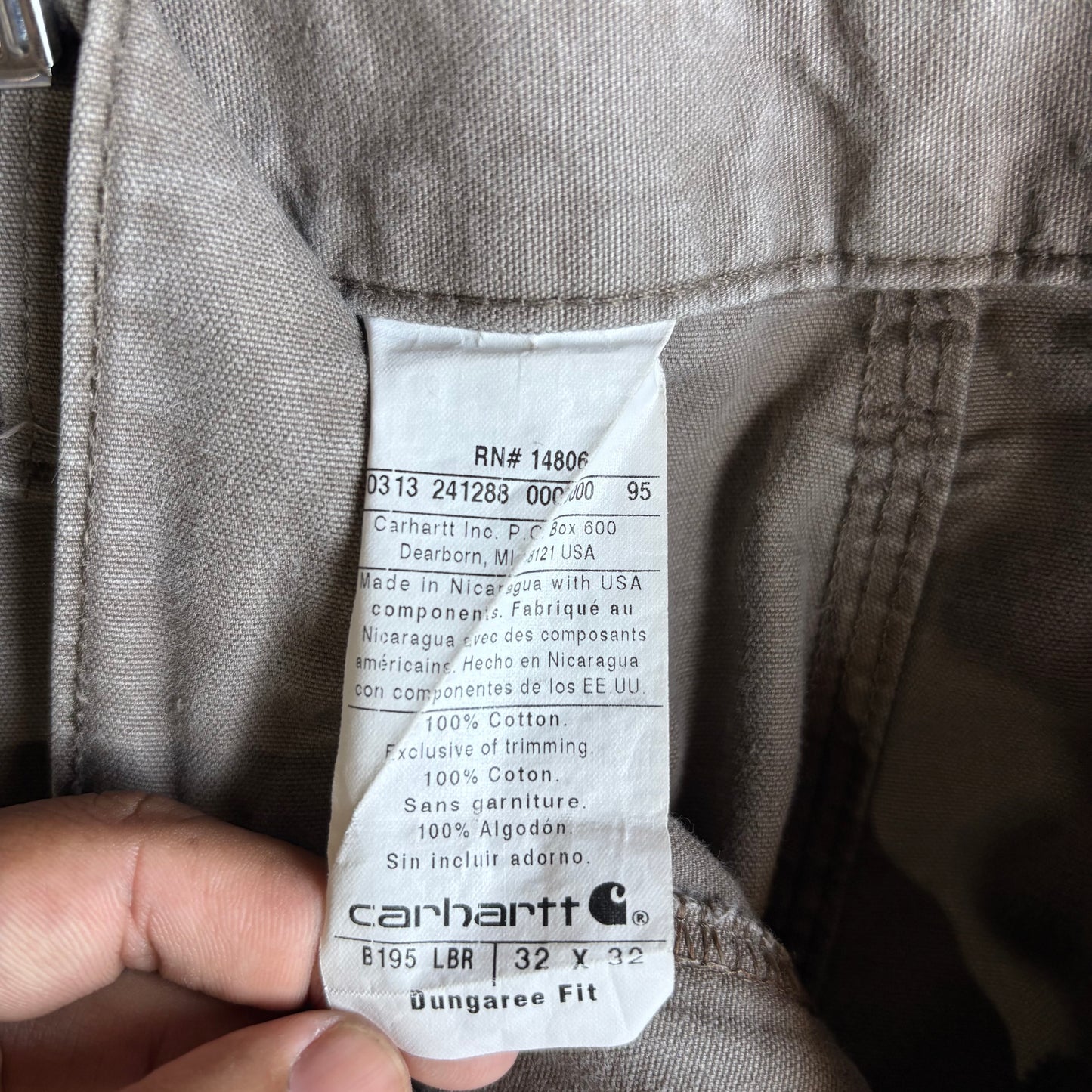 Pantalon Vintage Carhartt Hombre 32x32 Café Doble Rodilla