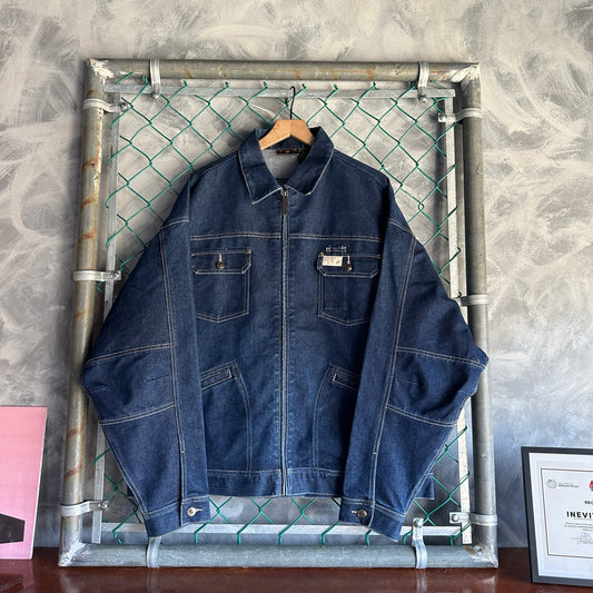 Chamarra Vintage Rocawear De Hombre Talla 2XL Color Azul Marino Mezclilla Y2K