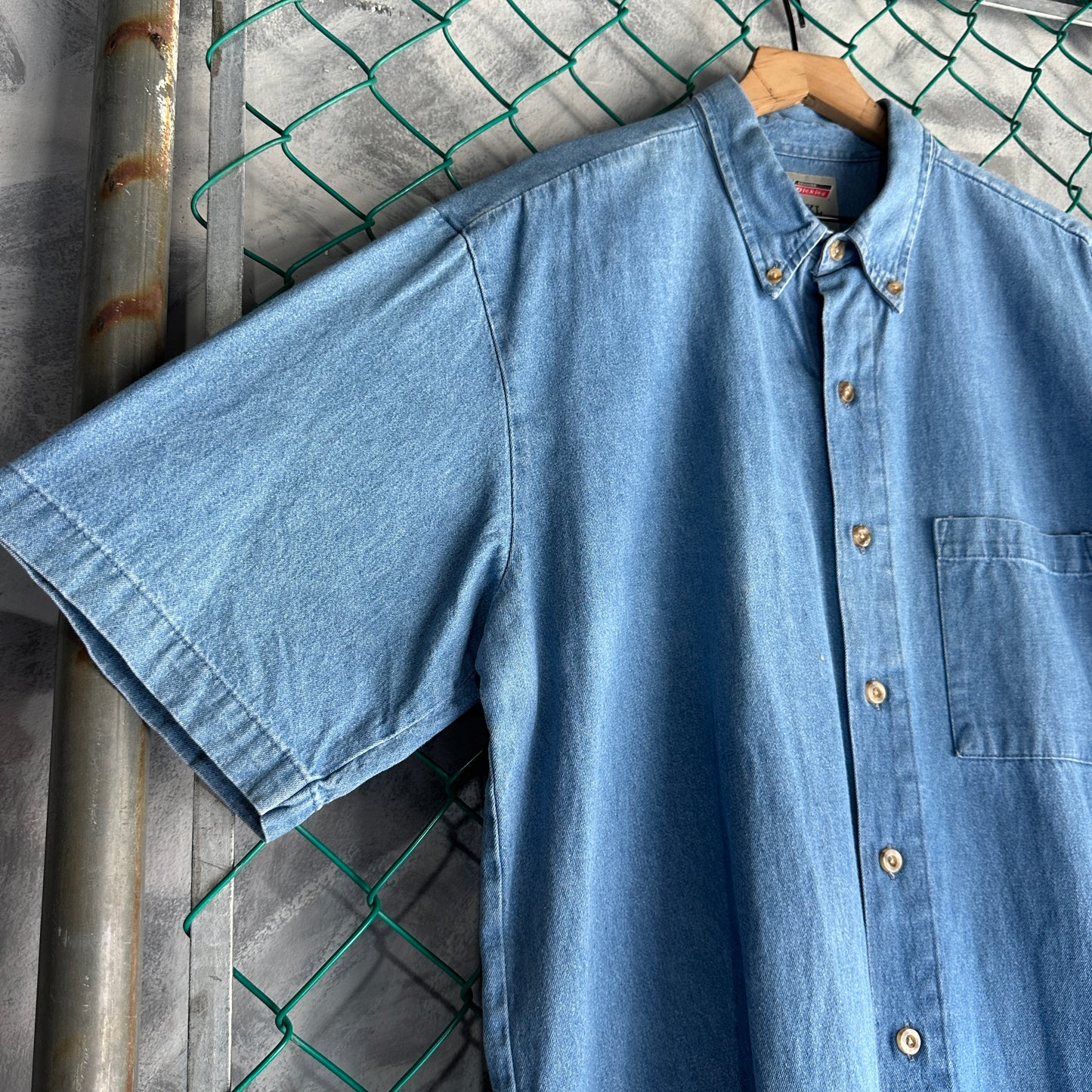 Camisa De Botones Dickies De Hombre Talla XL Color Azul Mezclilla Manga Corta Mecanico Workwear Lisa