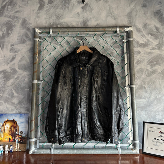 Chamarra De Piel De Cordero Vintage De Hombre Talla XL Mosaico Italiano Cuero