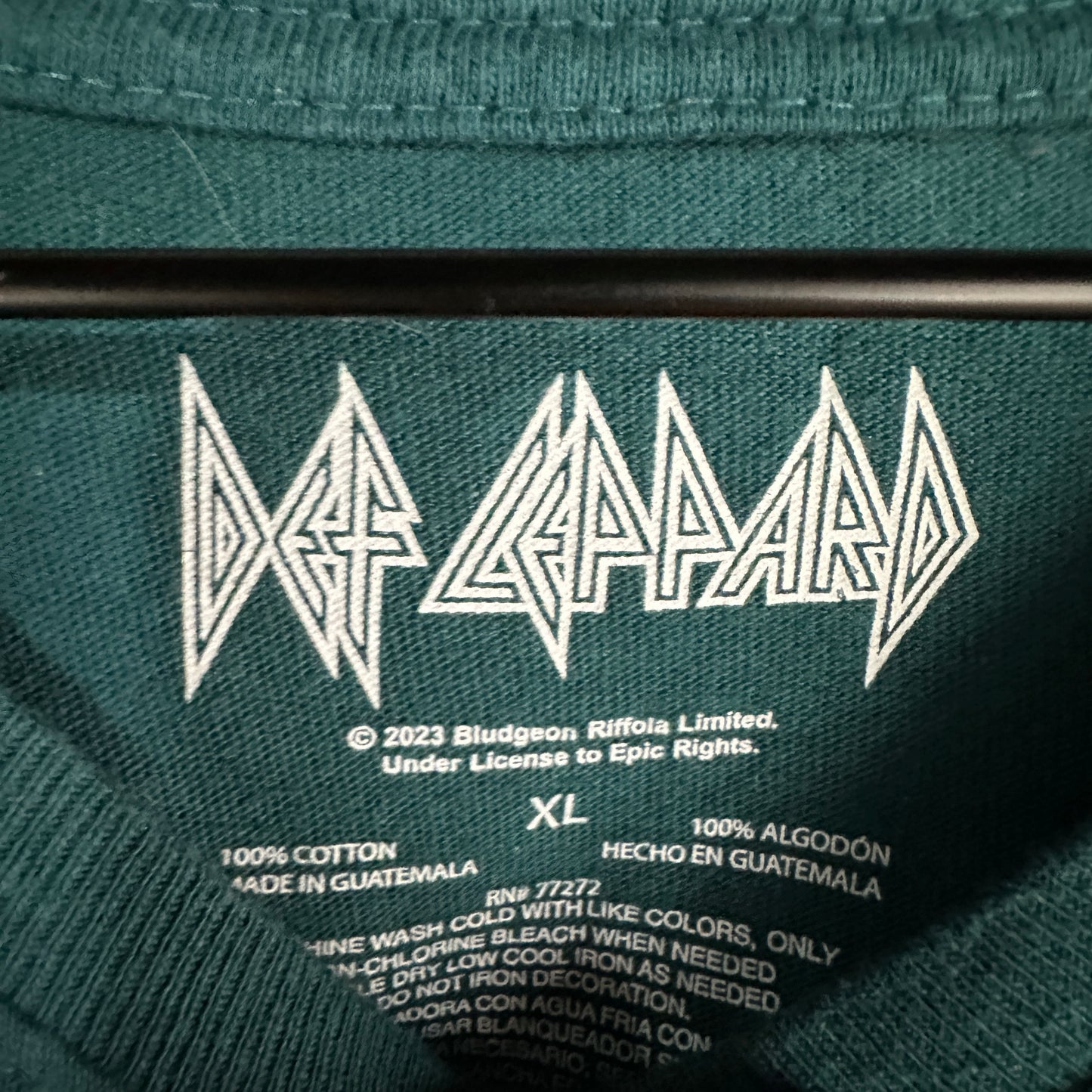 Camisa Def Leppard De Hombre Talla XL Color Verde Rock Britanico 80s