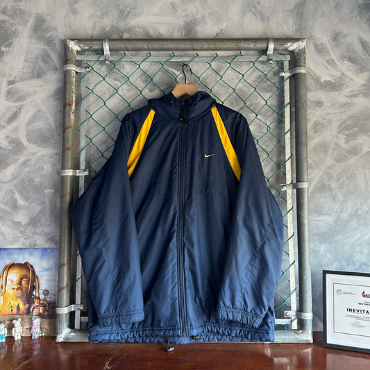 Chamarra Doble vista Vintage Nike De Hombre Talla L Color Azul Amarillo Polar 2000s