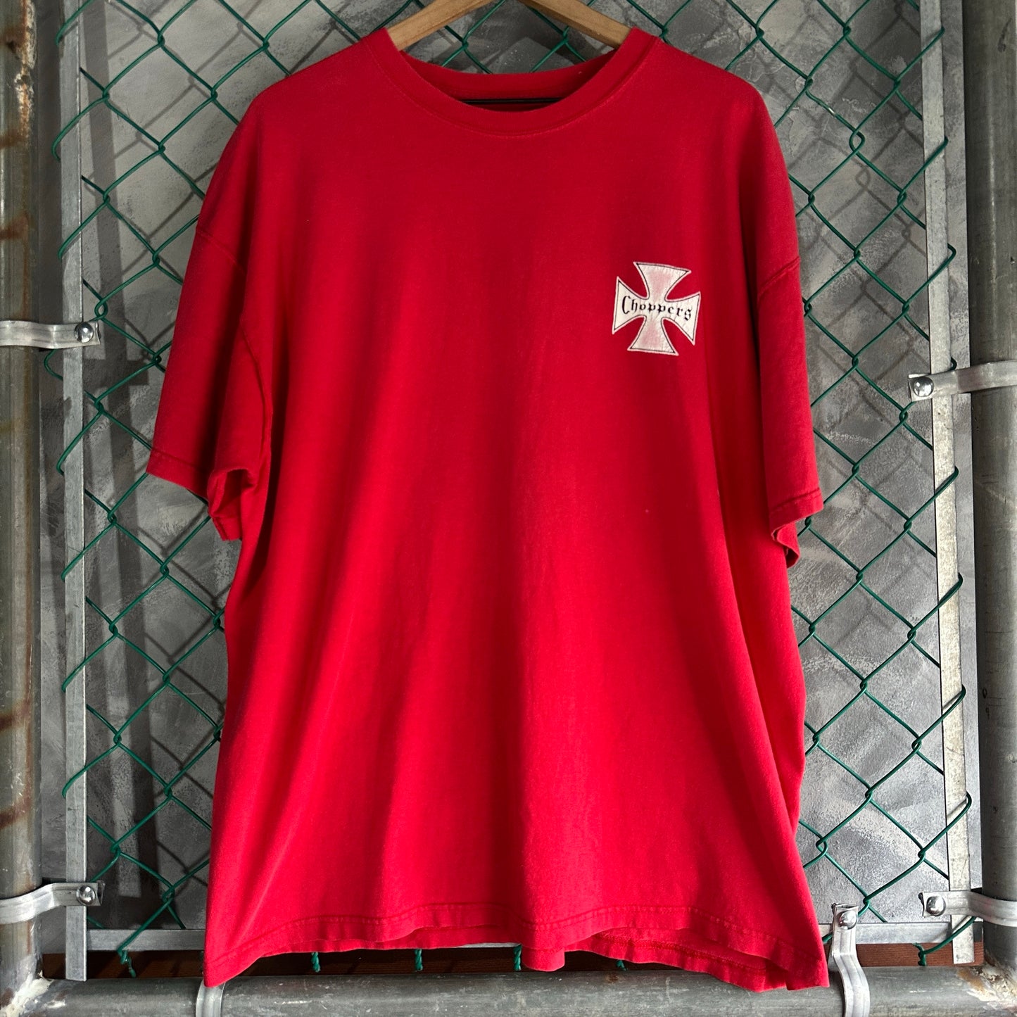 Camisa Vintage West Coast Choppers De Hombre Talla 2XL Color Rojo Corte Boxy Cruz Biker