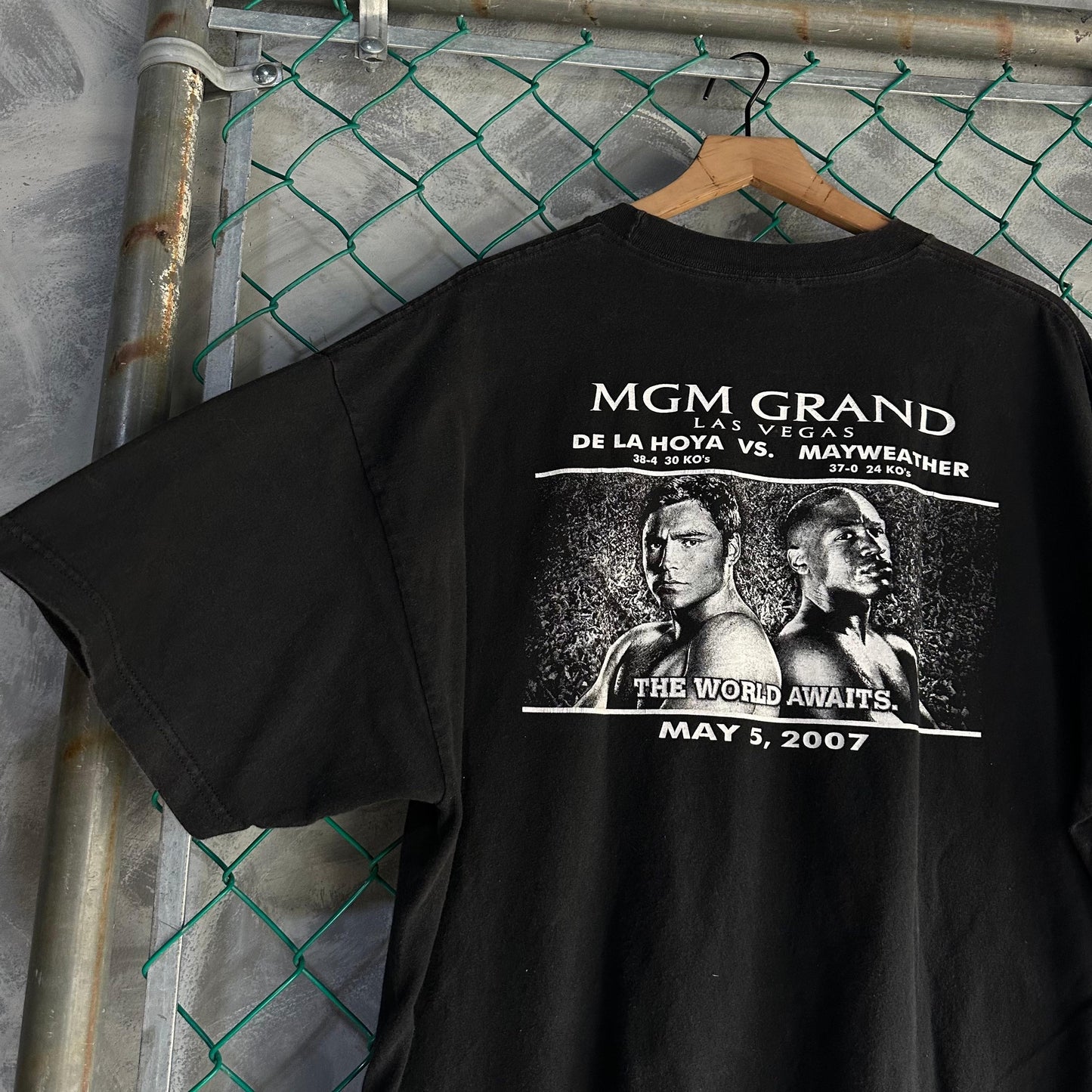 Camisa Vintage Mayweather vs De La Hoya De Hombre Talla 2XL Color Negro Boxeo