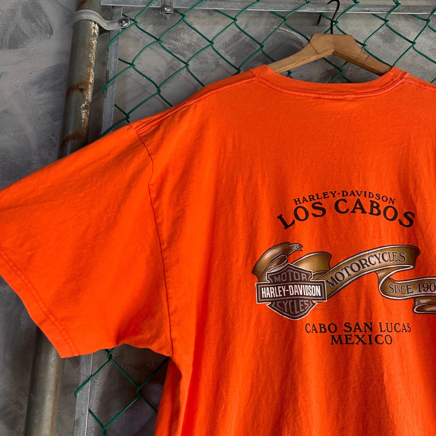 Camisa Harley Davidson De Hombre Talla 2XL Color Naranja De Los Cabos estilo Motociclista Oversize